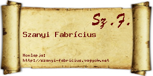 Szanyi Fabrícius névjegykártya